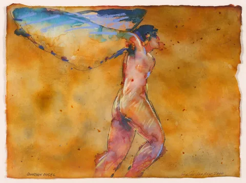 GUARDIAN ANGEL by Charles Harper, 2000, watercolour on Japanese paper, sold Jul 2017