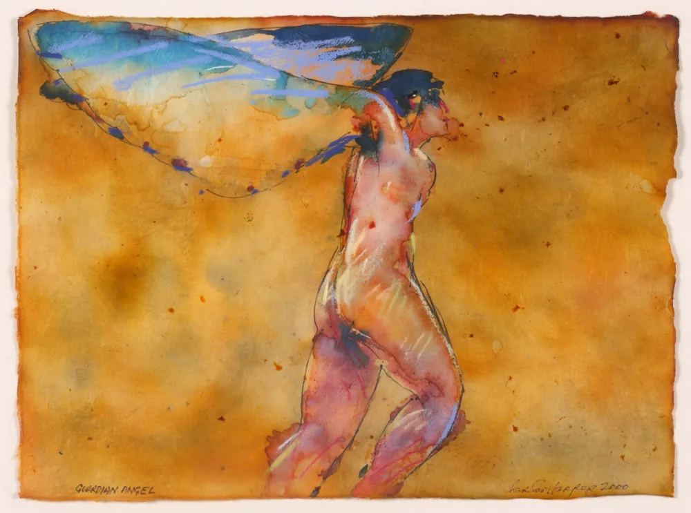 GUARDIAN ANGEL by Charles Harper, 2000, watercolour on Japanese paper, sold Jul 2017