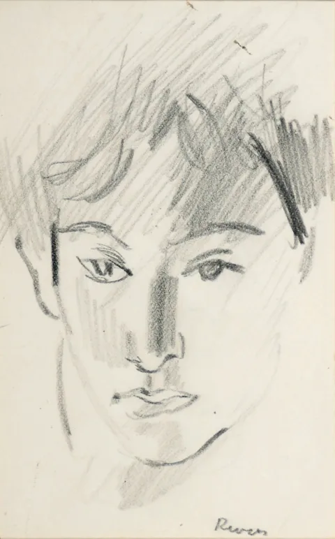 FACE by Elizabeth Rivers, pencil on board, offered Jul 2017