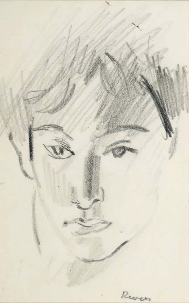FACE by Elizabeth Rivers, pencil on board, offered Jul 2017