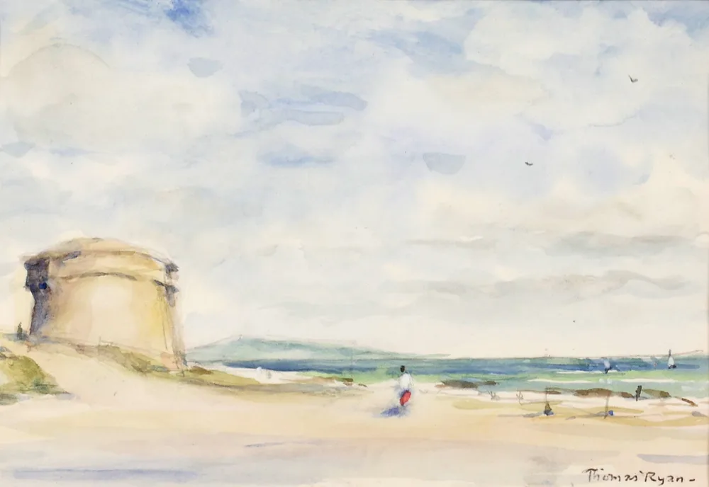 MARTELLO TOWER, DONABATE, DUBLIN by Thomas Ryan, watercolour, sold Jul 2017