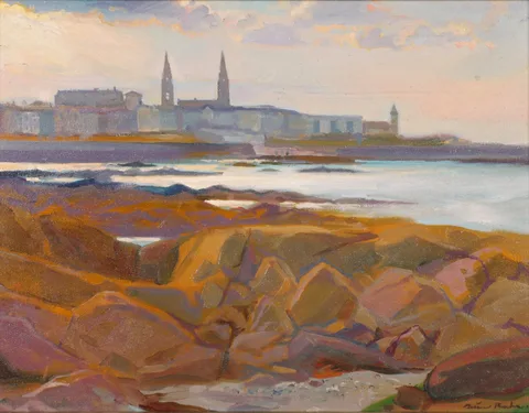 Oisin Roche, VIEW OF DÚN LAOGHAIRE FROM SANDYCOVE, COUNTY DUBLIN, 2000, oil on board
