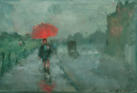 William Mason, RURAL, STREET AND CANDLELIT SCENES, oil on board (2); oil on paper (1) (unframed)