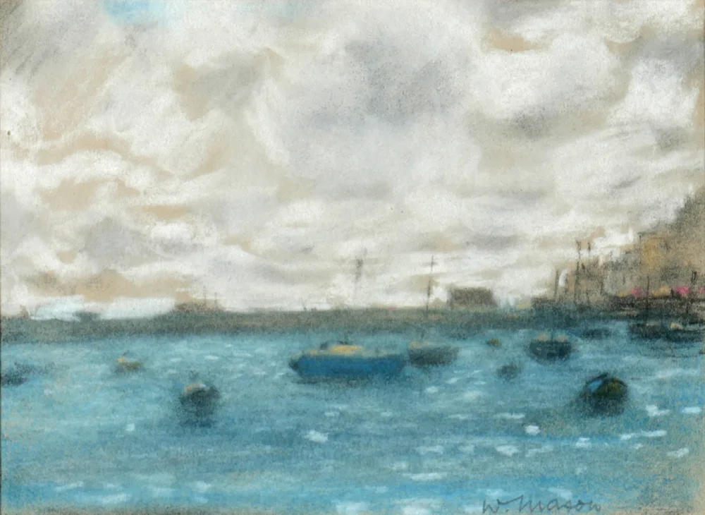 HARBOUR SCENE by William Mason, pastel, offered Jul 2017