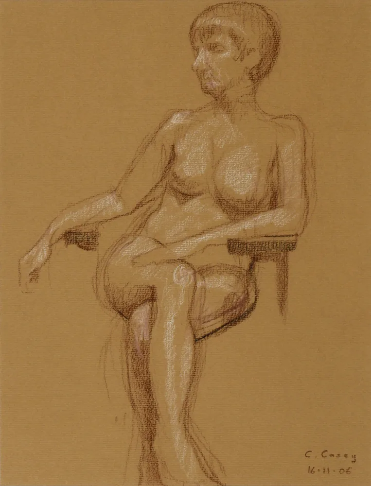 LIFE DRAWING by Comhghall Casey, 2006, conté on tinted paper, offered Jul 2017