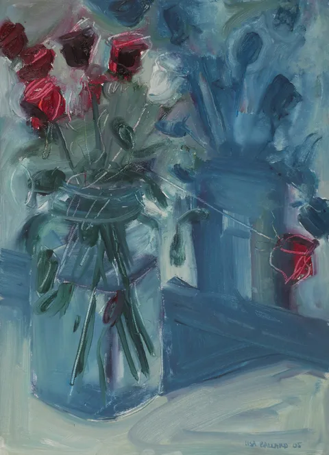Lisa Ballard, JAR OF RED ROSES, 2005, oil on canvas