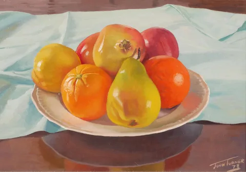 John Turner, STILL LIFE WITH FRUIT, 1978, oil on board