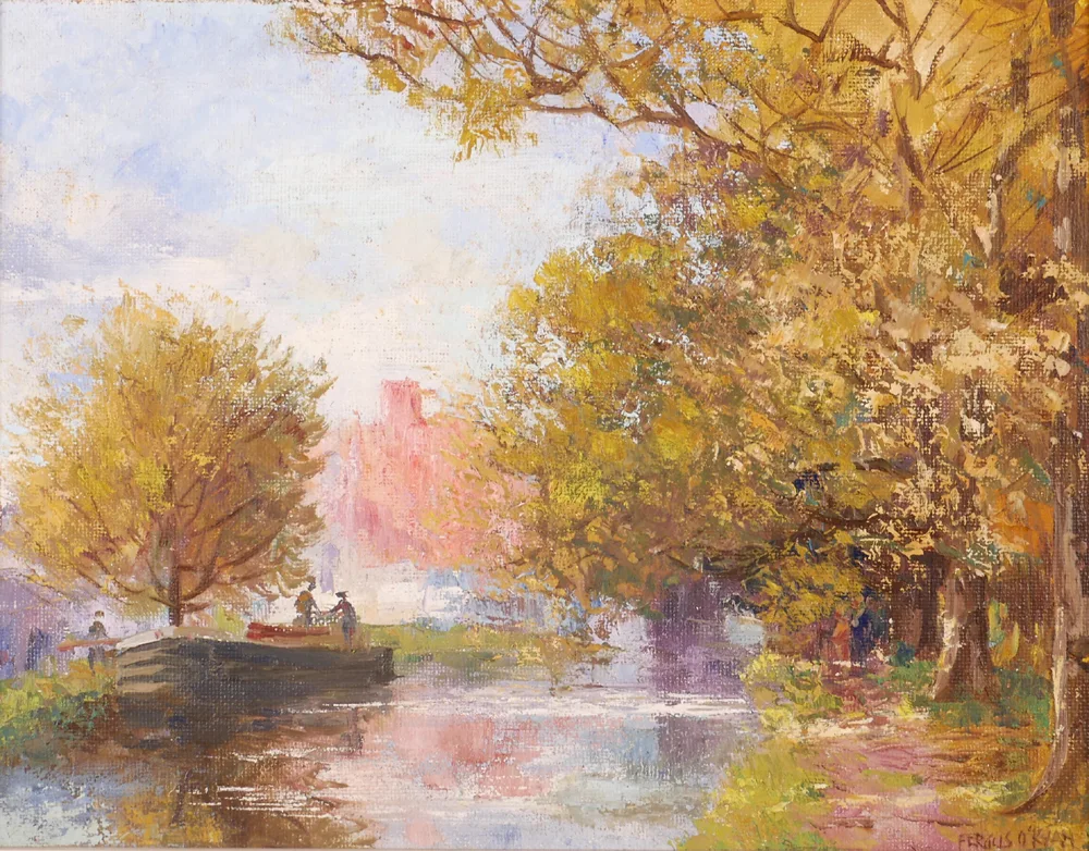 CANAL, HERBERT PLACE, DUBLIN by Fergus O'Ryan, oil on board, sold Jul 2017