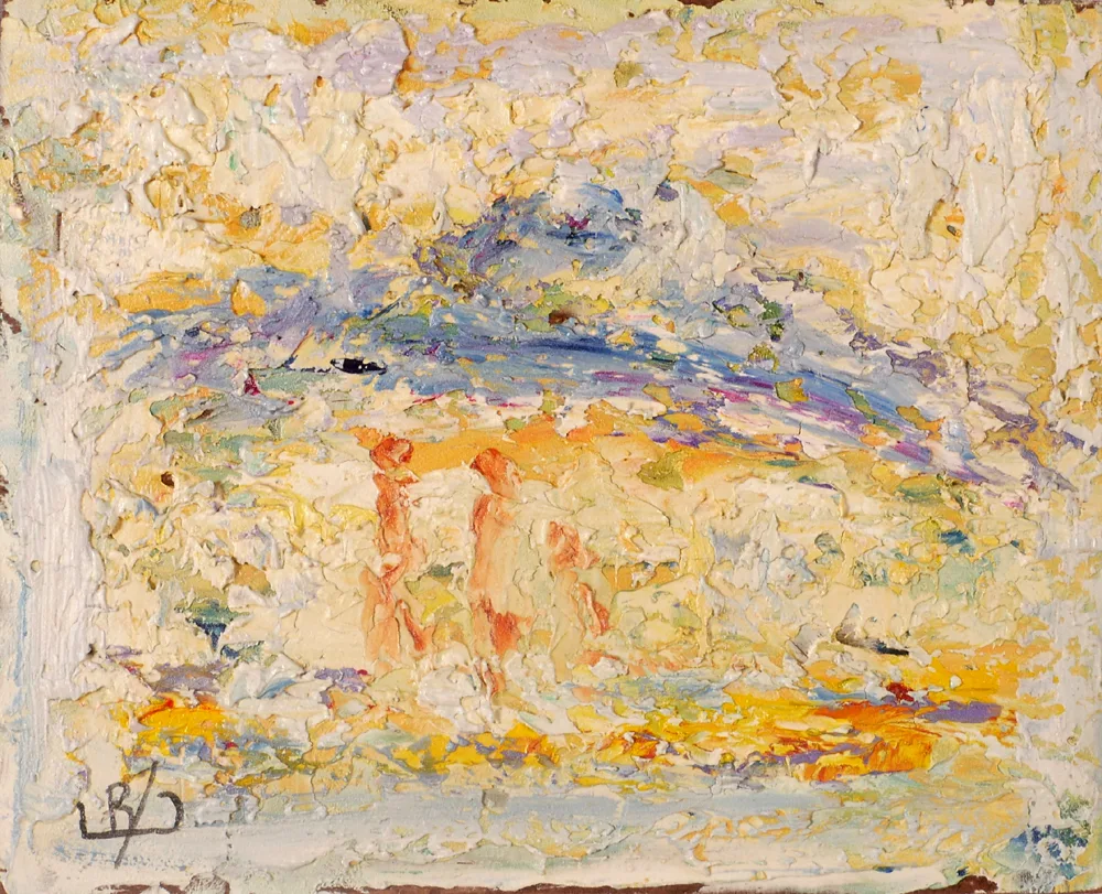 UNTITLED by John Kingerlee, oil on board, sold Jul 2017