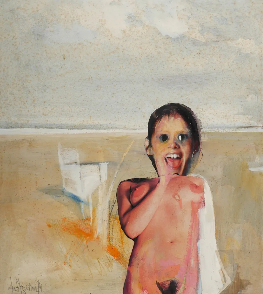 FIGURE ON A BEACH by Jack Donovan, oil on board, sold Jul 2017