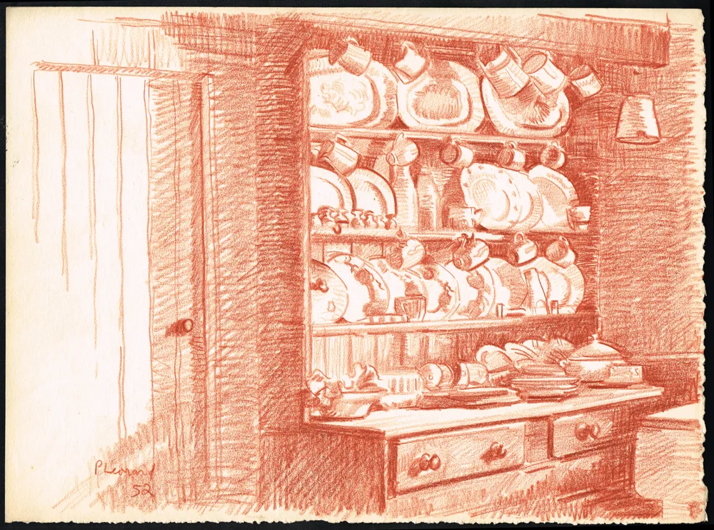 INTERIOR SCENES, 1952 (A PAIR) by Patrick Leonard, coloured chalks; (2) (unframed), sold Apr 2017