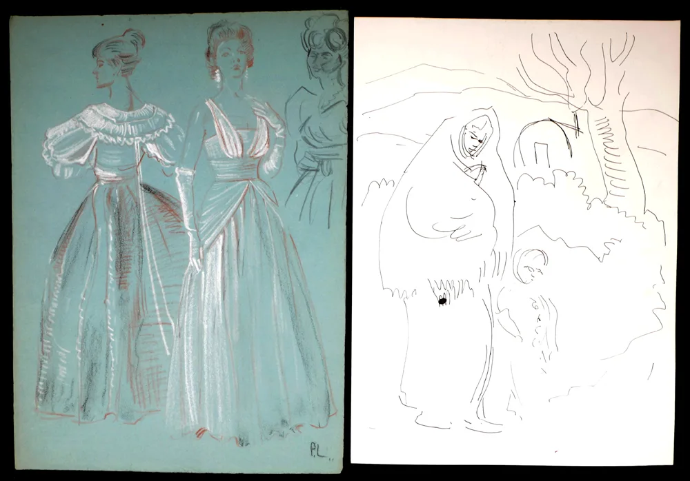SKETCHES (SET OF SIX) by Patrick Leonard, pencil; (2) pen; (2) pastel; (1) watercolour and pencil; (1); (unframed), sold Apr 2017