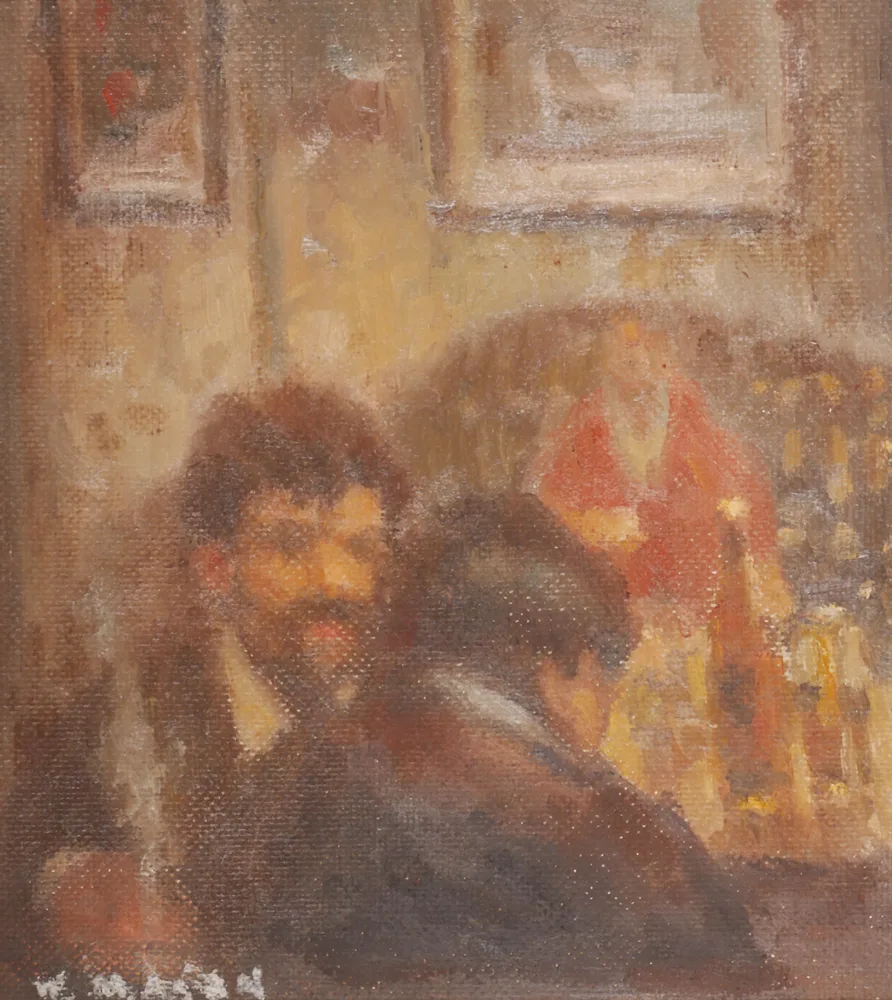 PUB SCENE by William Mason, oil on board, offered Apr 2017