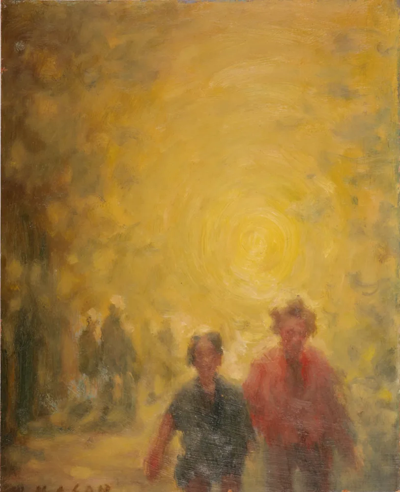 FIGURES AT DUSK by William Mason, oil on board; (unframed), sold Apr 2017