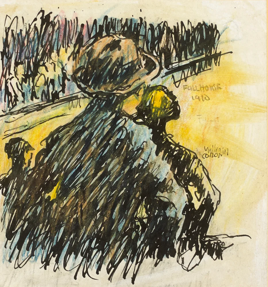 FULL HOUSE by William Conor, 1910, crayon and ink, offered Apr 2017