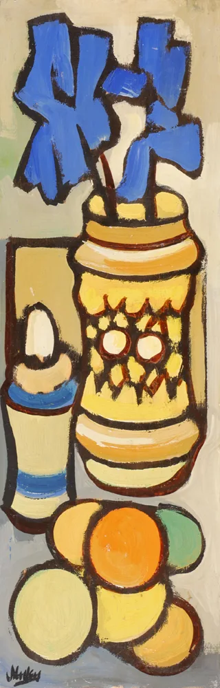 JUG WITH FLOWERS by Markey Robinson, oil on board; (unframed), sold Apr 2017