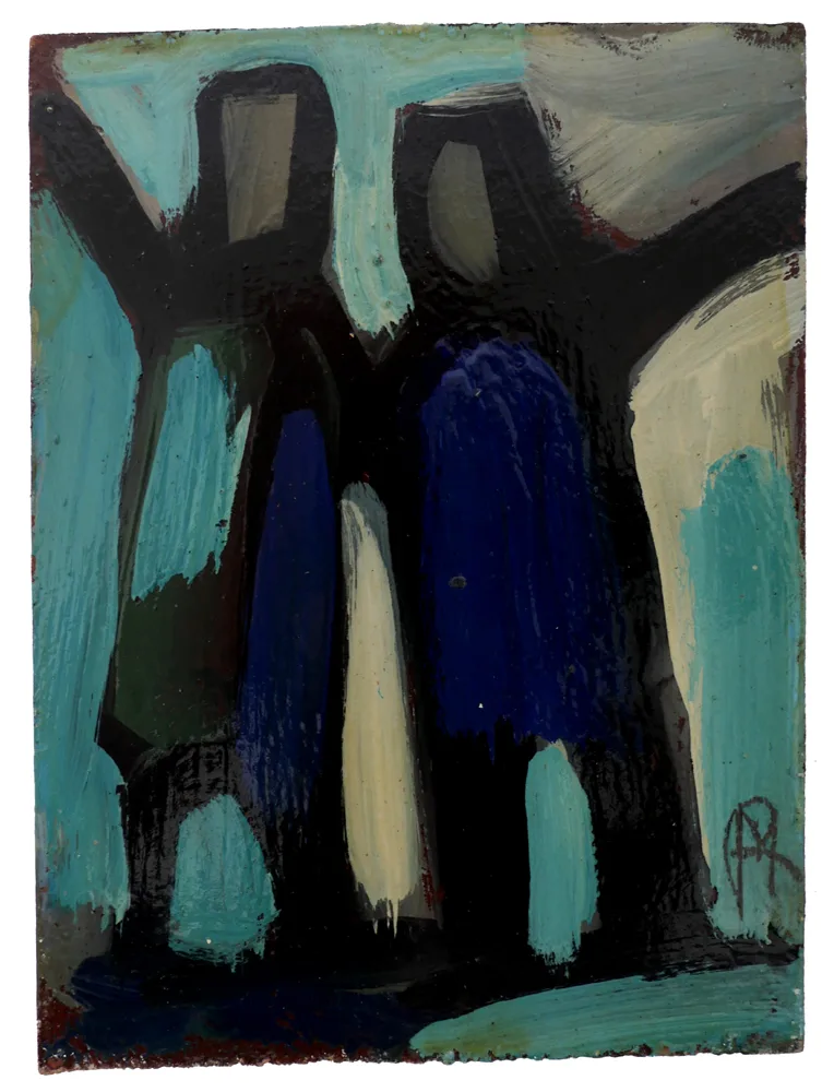 UNTITLED (TWO FIGURES II) by Markey Robinson, oil on board; (unframed), sold Apr 2017