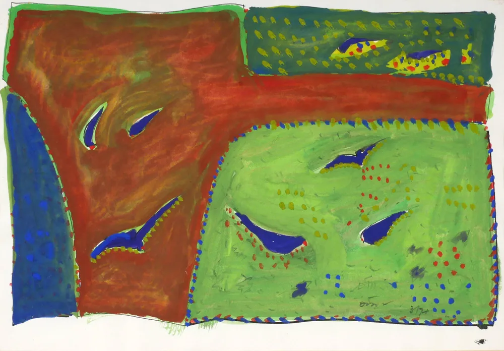 UNTITLED [CROWS], MARCH 1973 by Tony O'Malley, gouache on paper, sold Apr 2017