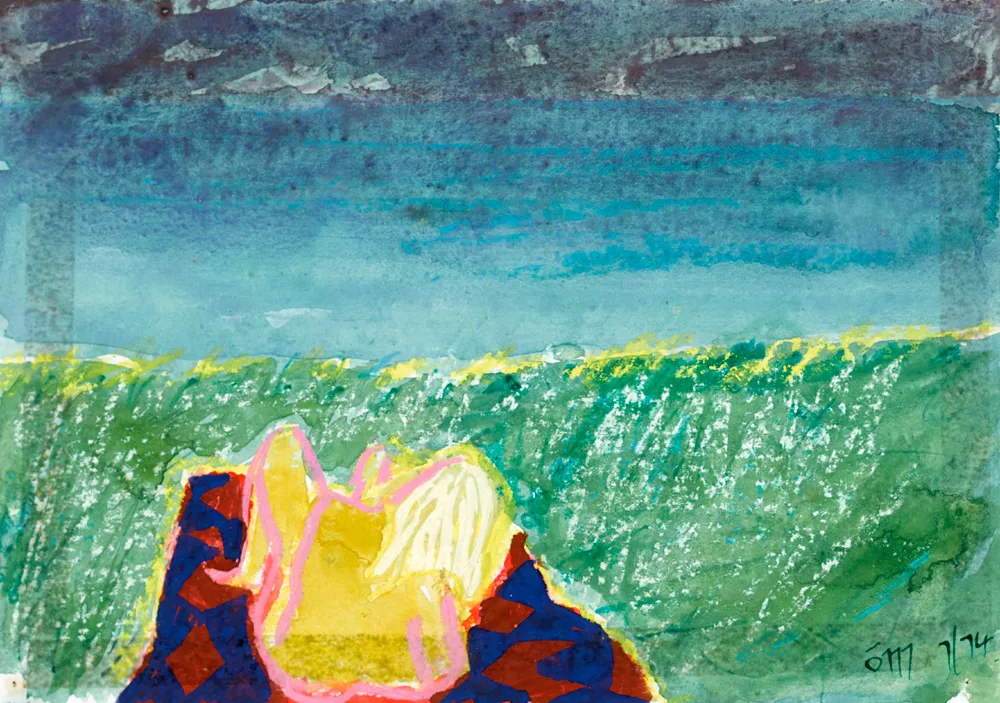UNTITLED (SUNBATHER) 1974 by Tony O'Malley, gouache and pastel on paper, sold Apr 2017