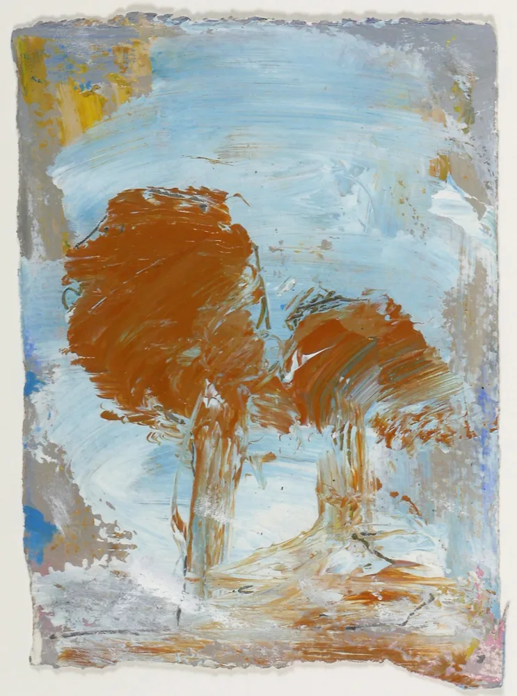 TWO TREES by Basil Blackshaw, oil on paper, sold Apr 2017