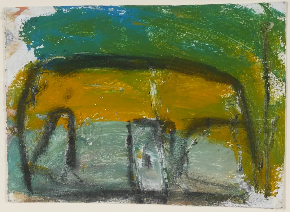 YELLOW HOUSE by Basil Blackshaw, oil on paper, sold Apr 2017