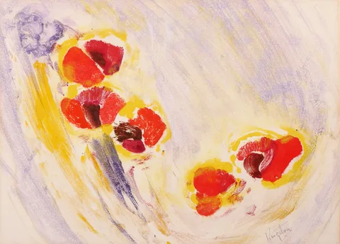 Richard Kingston, POPPIES IN THE WIND, 1995, monoprint; (unique)