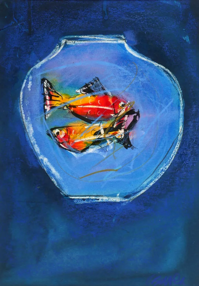 Christine Bowen, AT SWIM, TWO FISH, pastel