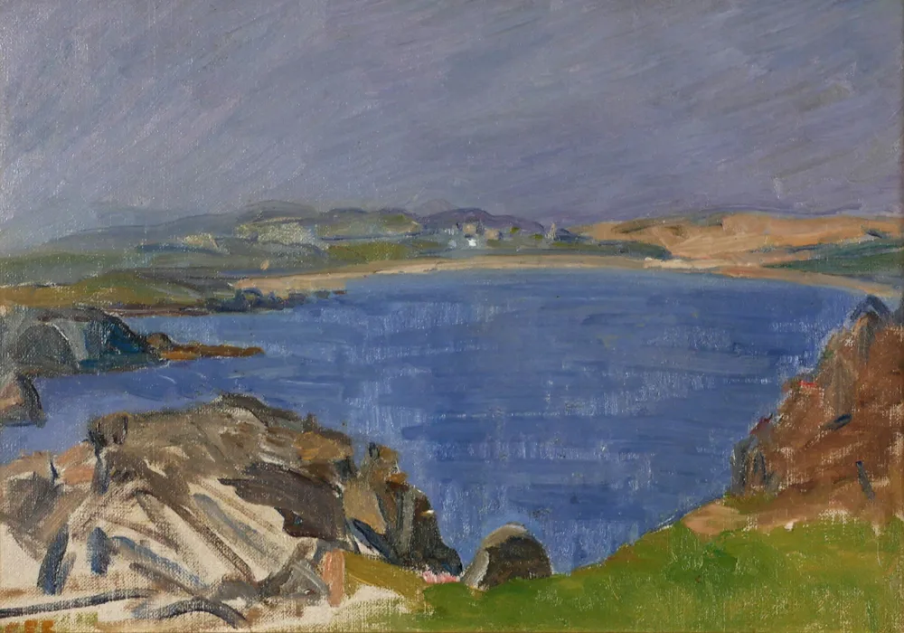 THE ROSSES, COUNTY DONEGAL by Estella Solomons, oil on board, sold Apr 2017