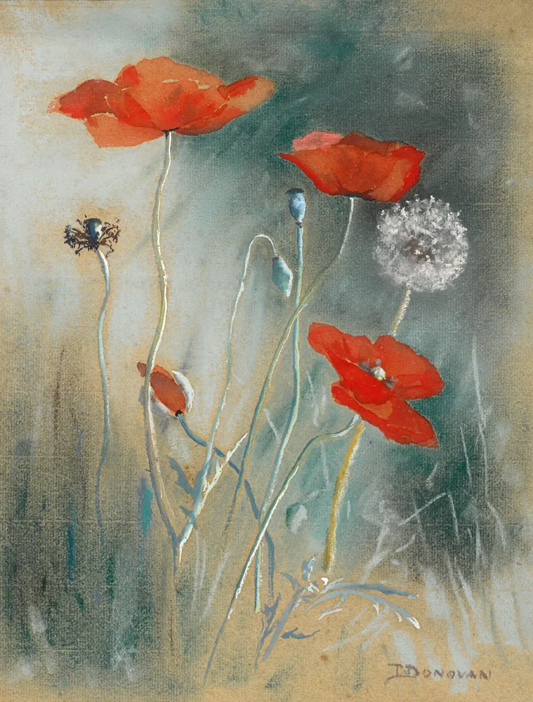 POPPIES by Phoebe Donovan, pastel and gouache, sold Apr 2017
