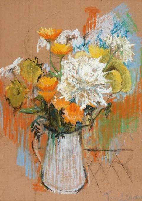 STILL LIFE by Jean Osborne, pastel on board, sold Apr 2017