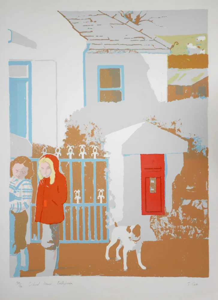Tom Carr, THE SCHOOL HOUSE, BALLYDRAIN, lithograph; (no. 32 from an edition of 40); (unframed)