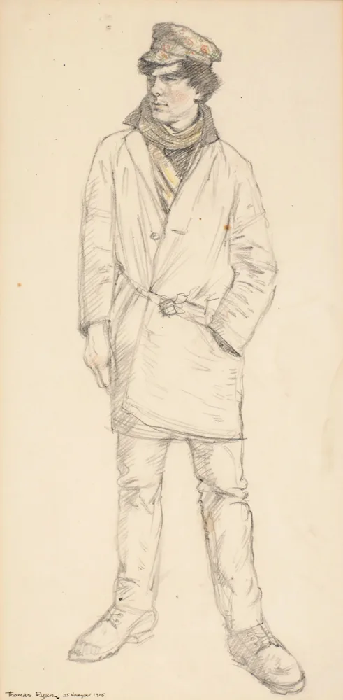 KEN DOLAN, ARTIST AND LECTURER by Thomas Ryan, 1965, pencil, sold Apr 2017