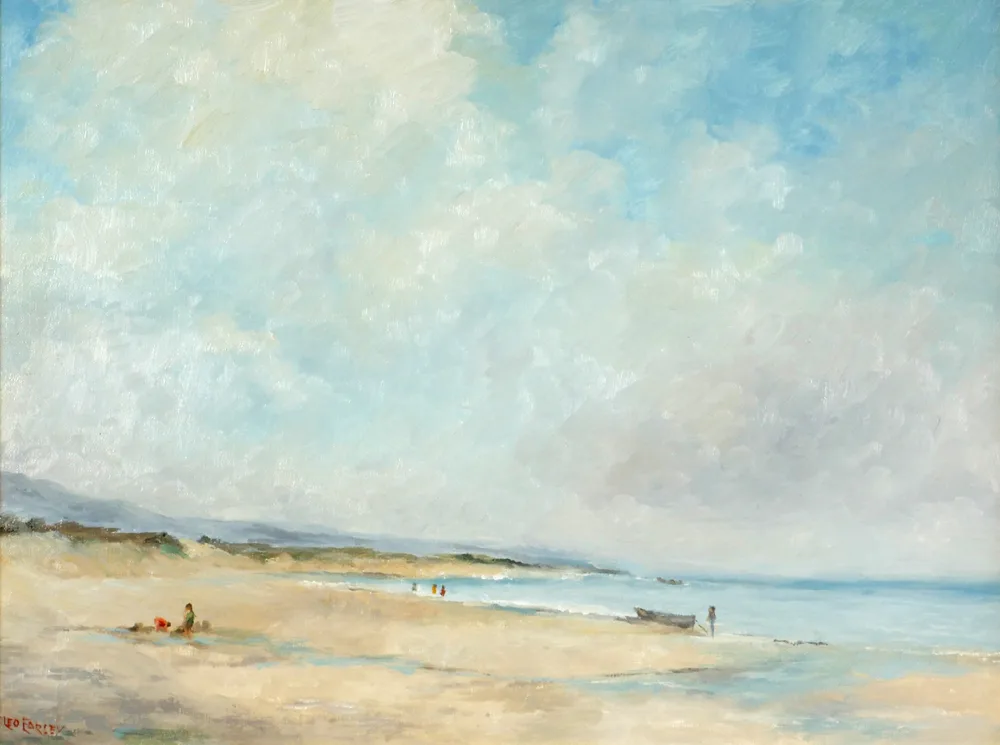 BRITTAS BAY, COUNTY WICKLOW by Leo Earley, oil on board, offered Apr 2017