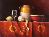 David Ffrench le Roy, STILL LIFE WITH EARTHENWARE AND LEMONS