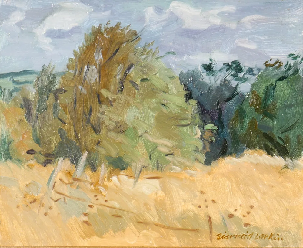 THE CORNFIELD by Diarmuid Larkin, 1990, oil on board, sold Apr 2017