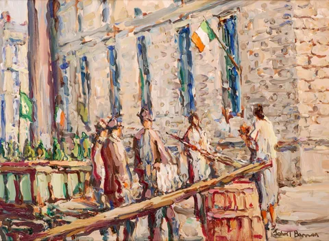 John T. Bannon, THE BARRICADE, 1916 RISING, oil on canvas