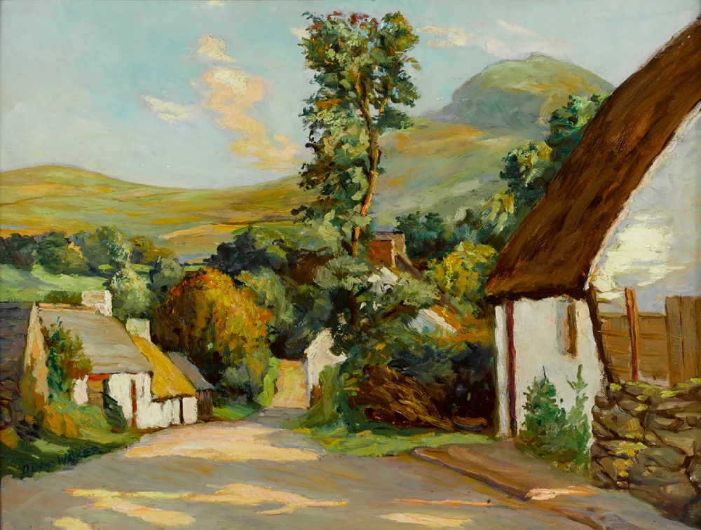VILLAGE SCENE by David Bond Walker, oil on board, offered Apr 2017