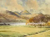 Seán O'Connor, GOLF COURSE WITH MOUNTAINS IN THE DISTANCE