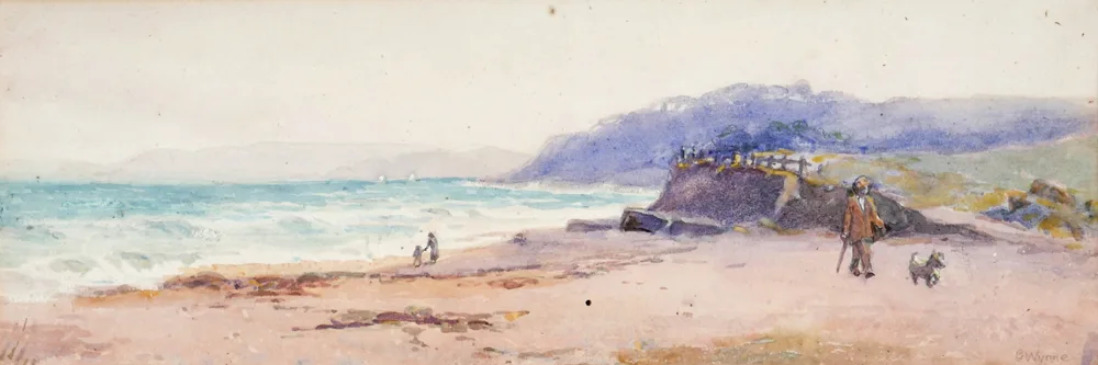 BEACH SCENE by Gladys Wynne, watercolour, offered Apr 2017