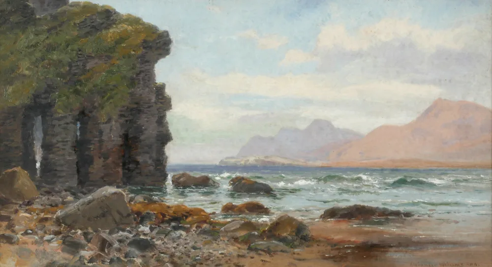 CLIFFS BY THE COAST by Alexander Williams, oil on panel, sold Apr 2017