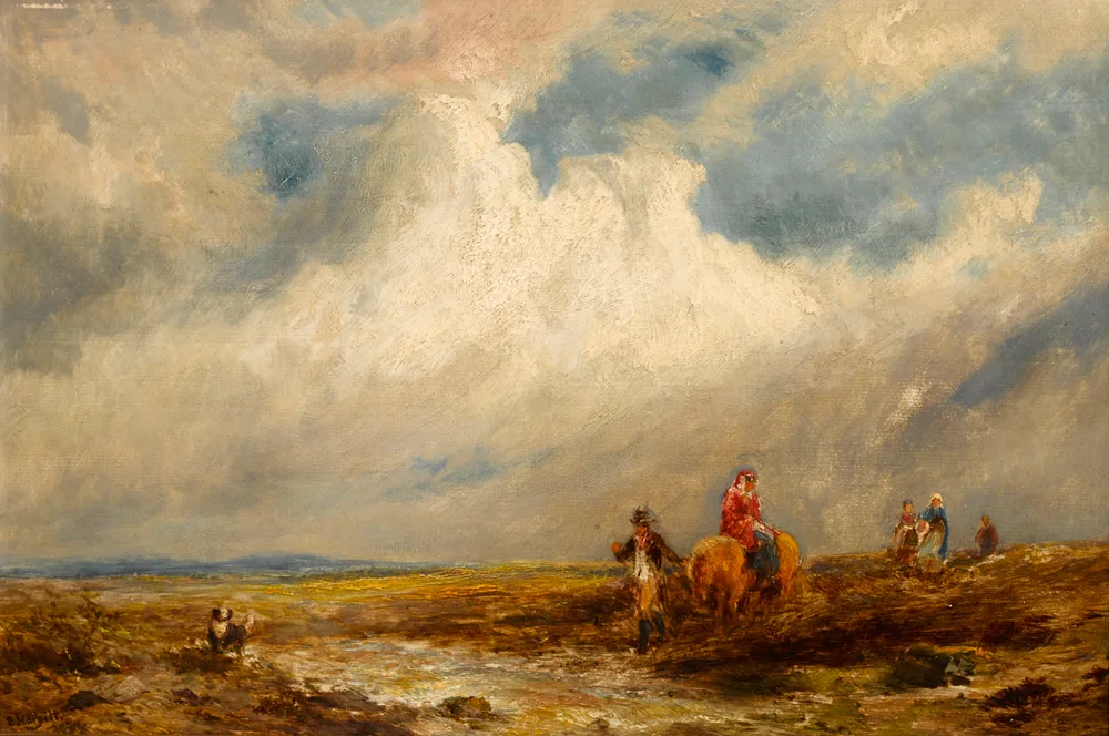 Edward Hargitt, IRISH PEASANTS GOING TO MARKET, oil on panel