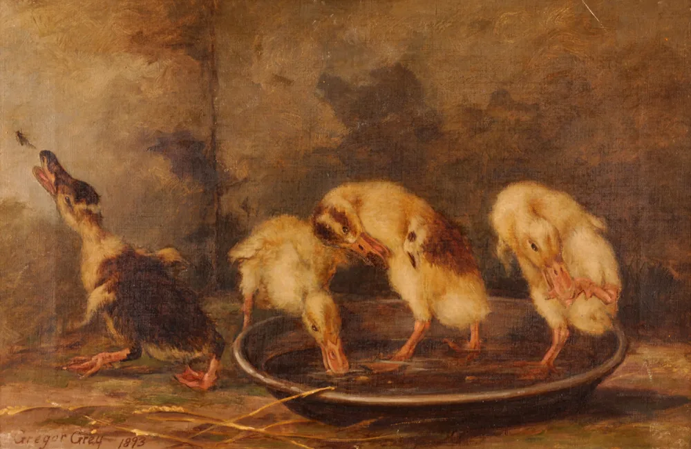 Gregor Grey, DUCKLINGS, 1893, oil on canvas