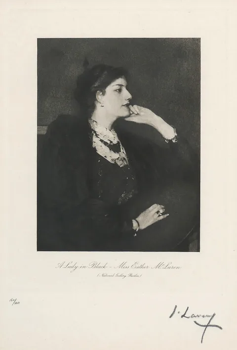 A LADY IN BLACK - MISS ESTHER MCLAREN and MARY IN GREEN (A PAIR) by John Lavery, engraving; (2) (no. 150 from an edition of 160), sold Apr 2017