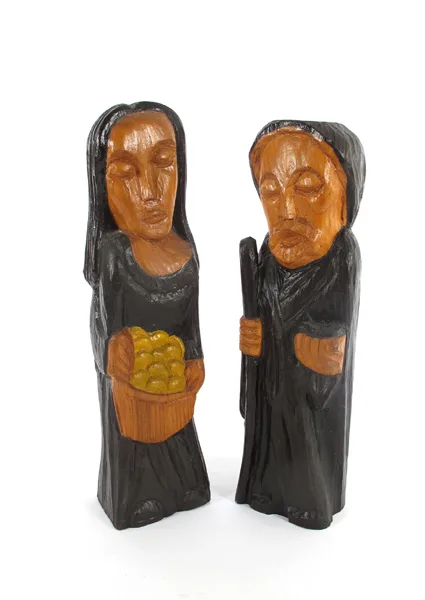 MARY & JOSEPH (A PAIR) by Markey Robinson, painted wood; (2), sold Dec 2016