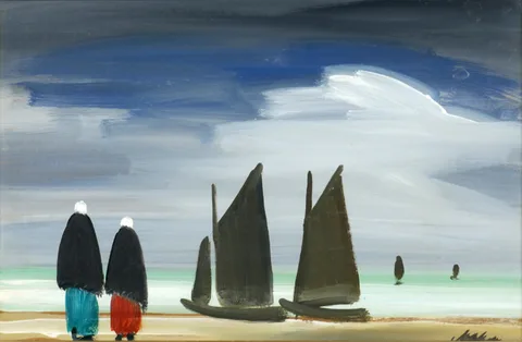 Markey Robinson, SHAWLIES AND BOATS, gouache