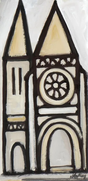 CHURCH by Markey Robinson, gouache, offered Dec 2016