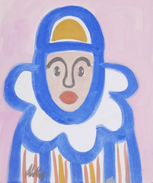 CLOWN by Markey Robinson, gouache, sold Dec 2016