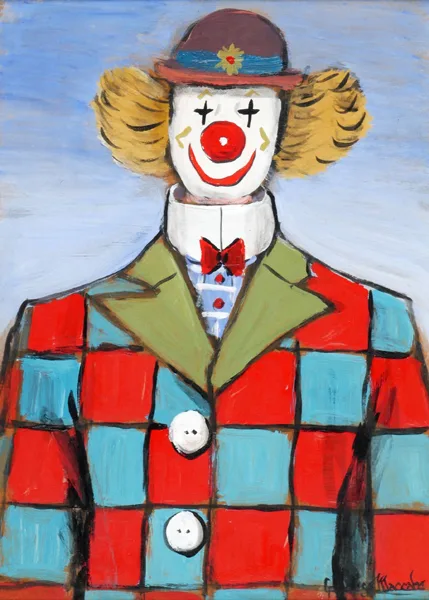 CLOWN by Gladys Maccabe, oil on board, sold Dec 2016
