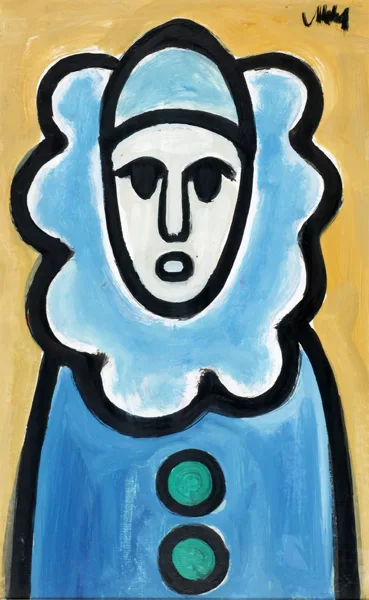 CLOWN by Markey Robinson, gouache, sold Dec 2016