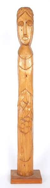 FIGURE WITH FRUIT by Markey Robinson, wood carving, offered Dec 2016